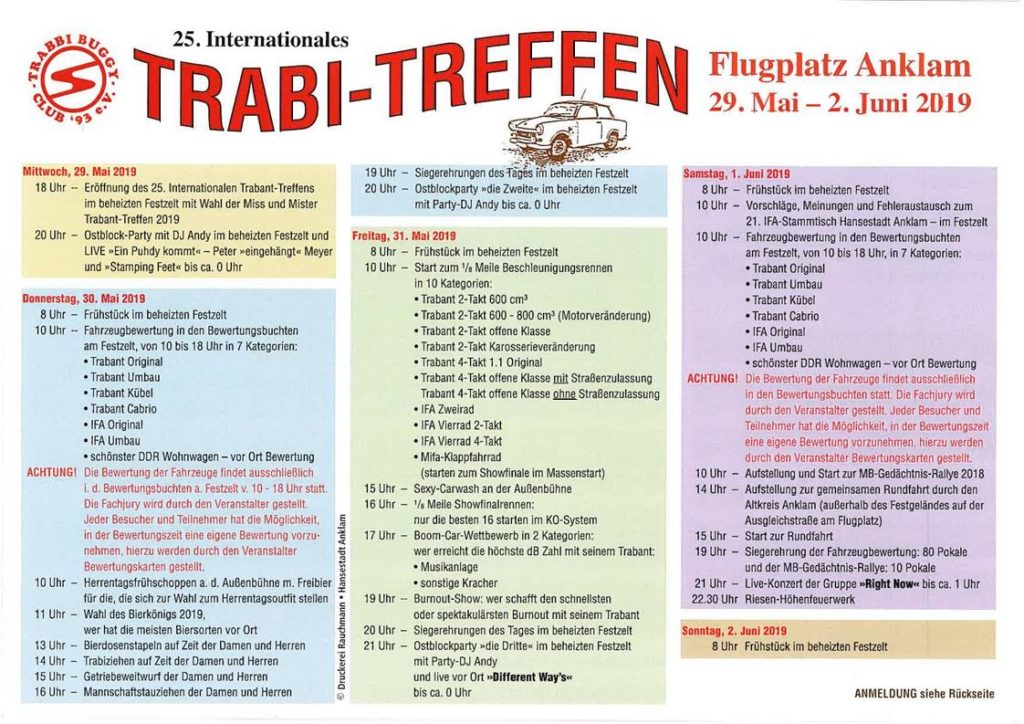 TrabiFans treffen sich zum 25. Mal in Anklam • Uecker Randow