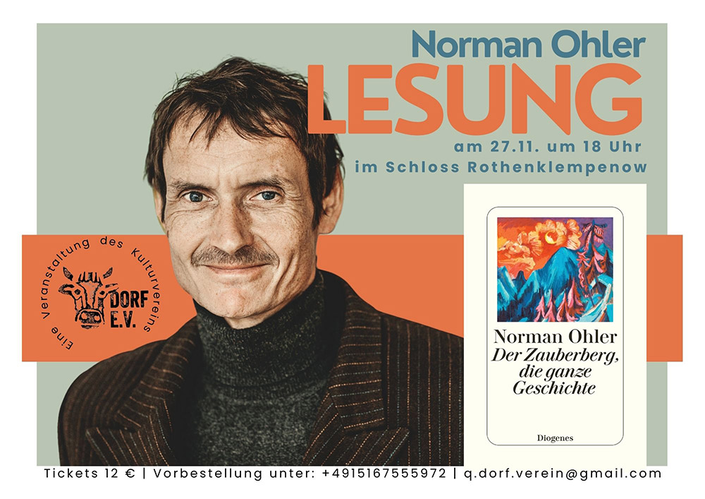 Norman Ohler liest im Schloss Rothenklempenow