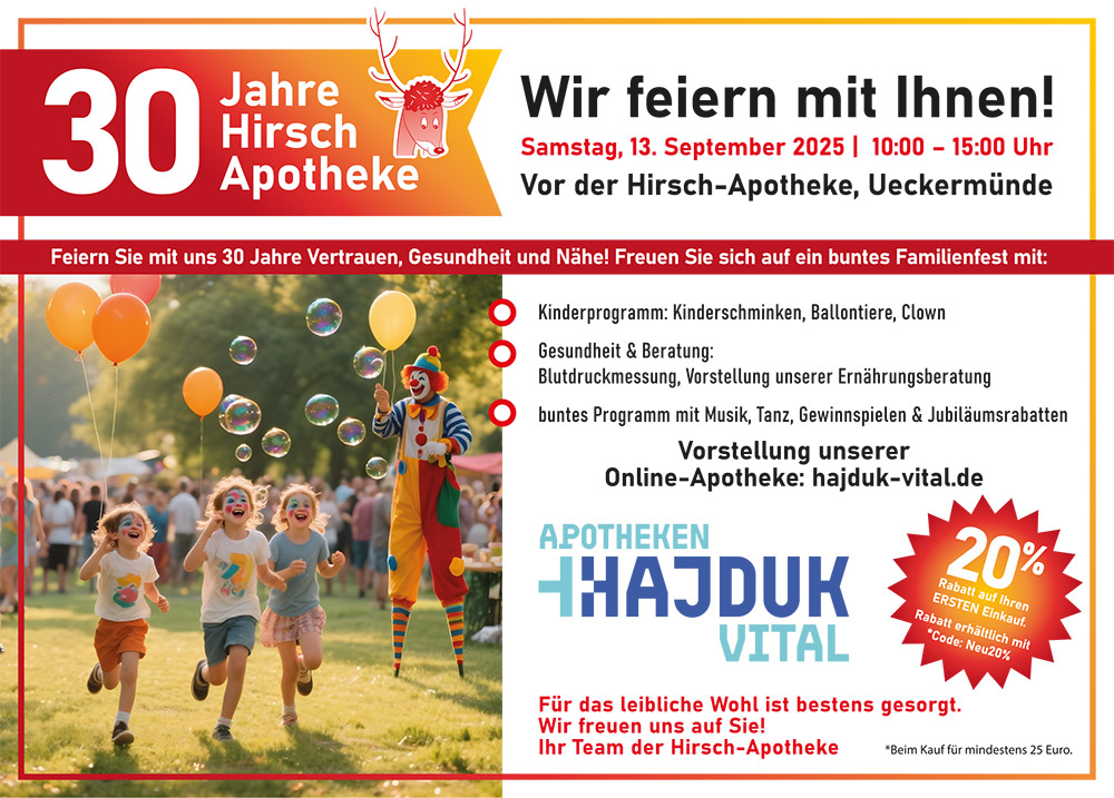 30 Jahre Hirsch Apotheke: Jubiläumsfest in Ueckermünde