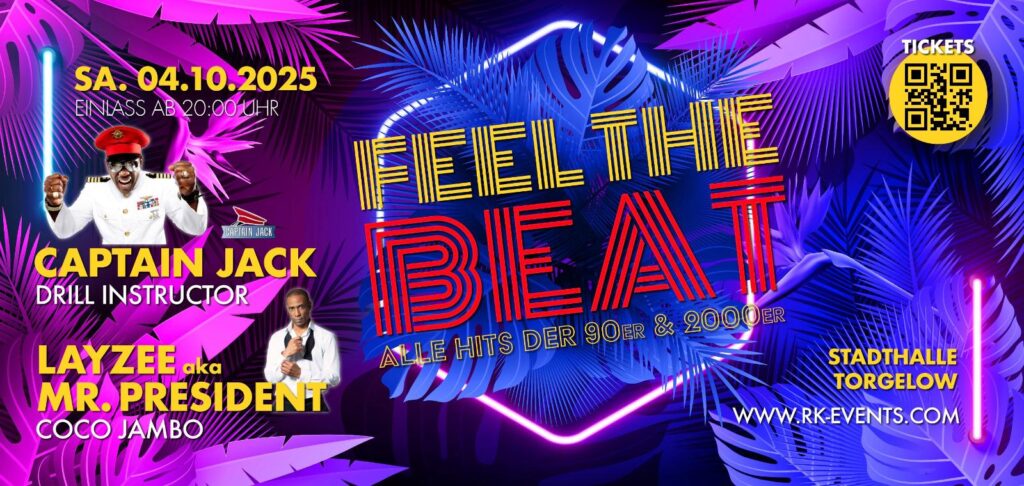 FEEL THE BEAT –  Die große 90er & 2000er Party in Torgelow! 
