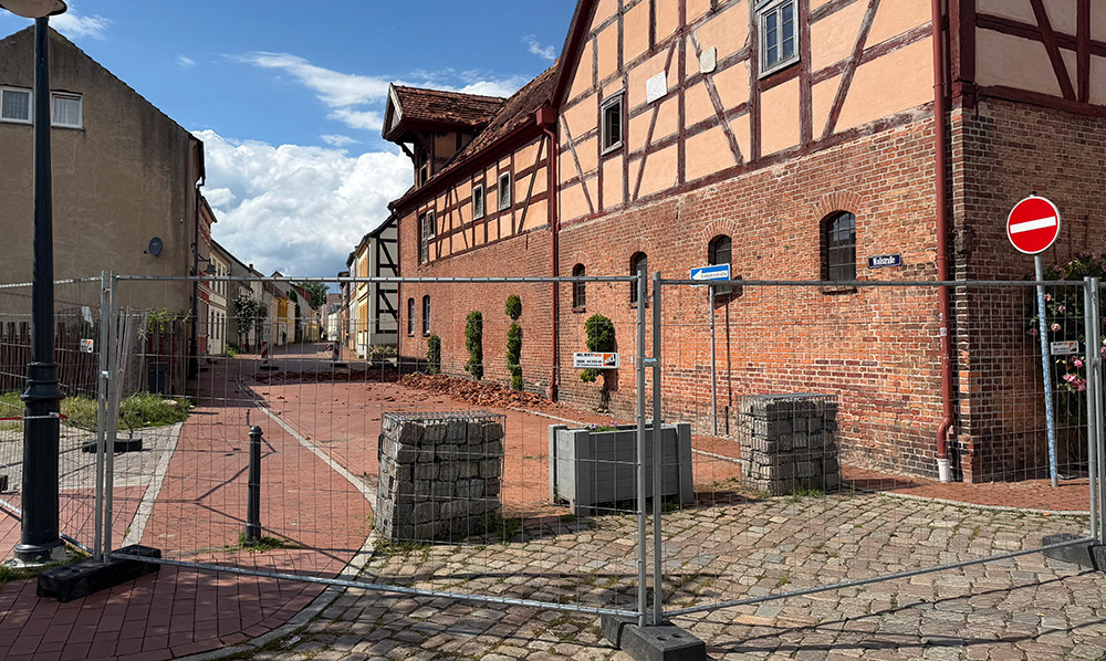 Ueckermünde: Sperrung in der Wallstraße – Höhe Kulturspeicher